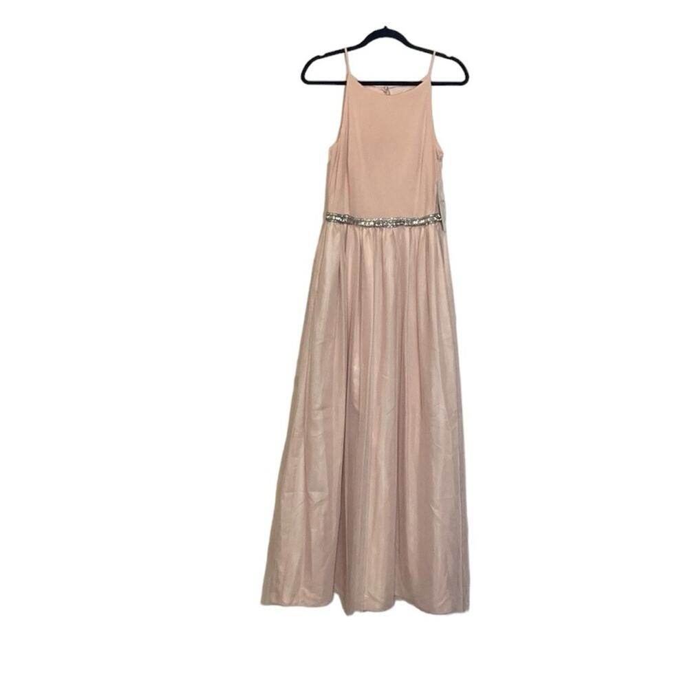 Aidan Mattox Blush Pink Beaded Sleeveless Halter Neck Style Gown Size 10